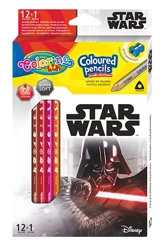 Kredki ołówkowe trójkątne Colorino Kids 13 kolorów 12 sztuk z temperówką Star Wars - PATIO