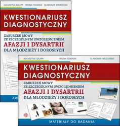 Kwestionariusz diagnostyczny zaburzeń mowy ze szczególnym uwzględnieniem afazji i dysartrii dla młodzieży i dorosłych Materiały do badania i arkusz diagnostyczny - Katarzyna Szłapa