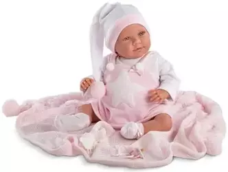 Lalka 74024 Śmiejąca się lalka Oliwier róż.piżama