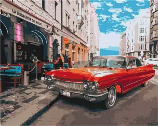 Malowanie po numerach - Czerwony samochód 40x50cm - ArtiFly