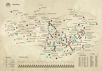 Mapa zdrapka - Mountain Peaks High Tatras duża