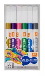 Marker pędzelkowy metal 6 kolorów - Fandy