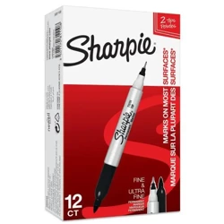 Markery permanentne Twin Tip czarne (12szt) - Sharpie