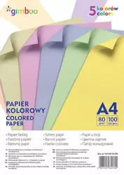 Papier kolorowy A4 5 kolorów 100szt - Gimboo