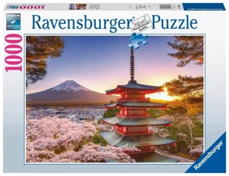 Puzzle 1000 Fudżi i kwitnąca wiśnia - Ravensburger