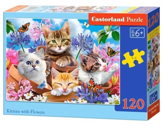 Puzzle 120 Kittens with Flowers CASTOR - Castorland