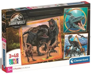 Puzzle 3x48 Super Kolor Jurassic World - Clementoni