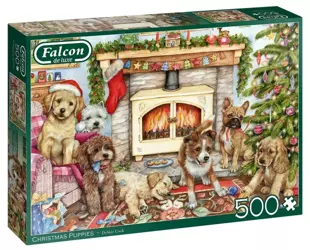 Puzzle 500 Falcon Christmas Świąteczne szczenięta - Jumbo