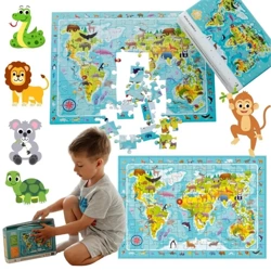 Puzzle obserwacyjne 80 Mapa świata zwierząt - Dodo