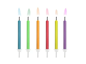 Świeczki urodzinowe kolorowe płomienie 6szt - PartyDeco