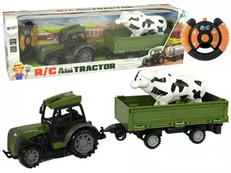 Traktor RC z przyczepą + figurka MIX - Leantoys