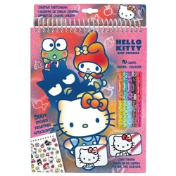 Zestaw kreatywny z kredkami 10 kolorów oraz naklejkami Hello Kitty HK50144 - Kids Euroswan