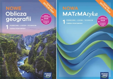 2W1 NOWA MATEMATYKA 1 PODRĘCZNIK ZP + NOWE OBLICZA GEOGRAFII 1 PODRĘCZNIK