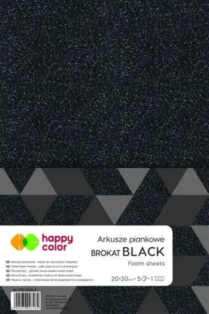 Arkusze piankowe brokat A4 black 5szt. HAPPY COLOR - GDD