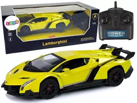 Auto zdalnie sterowane 1:24 Lamborghini żółte - Leantoys