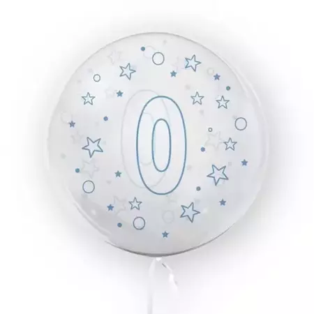 Balon 45cm Gwiazdki cyfra 0 niebieski TUBAN