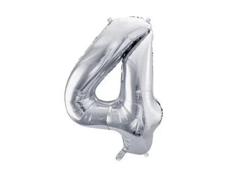 Balon foliowy 4 srebrny 72cm - PartyDeco