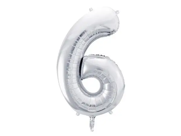 Balon foliowy 6 86cm srebrny - PartyDeco