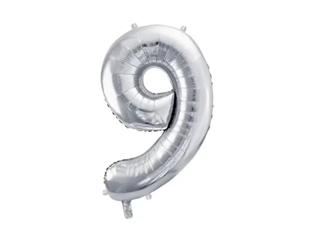 Balon foliowy 9 srebrny 72cm - PartyDeco