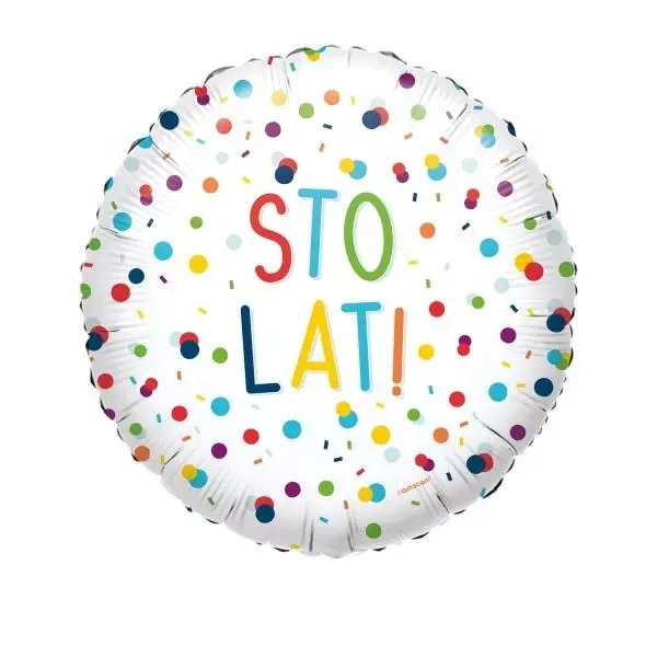 Balon foliowy Confetti Birthday Sto Lat 43 cm - Amscan