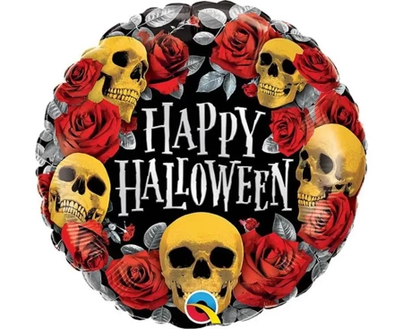 Balon foliowy Happy Halloween czaszki 46cm - Godan