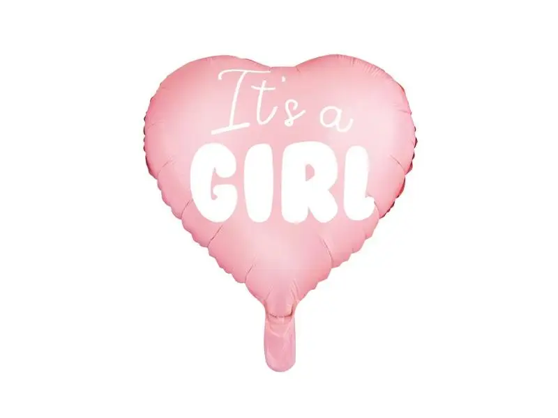 Balon foliowy Serce - It's a girl 45cm jasny róż - PartyDeco