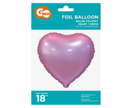 Balon foliowy Serce matowe różowe 45cm - Godan