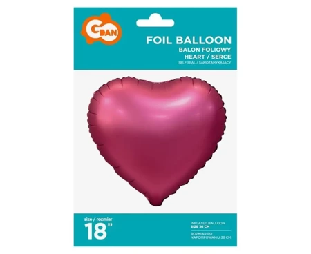 Balon foliowy Serce różowe matowe 45cm - Godan