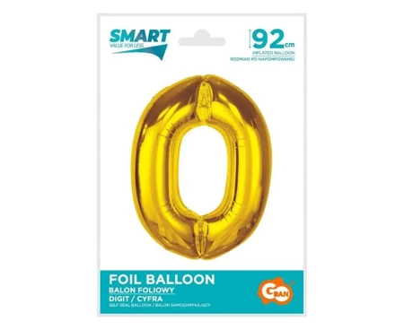 Balon foliowy Smart cyfra 0 złota 92cm - Godan