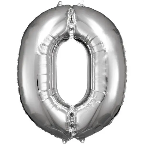 Balon foliowy cyfra 0 srebrna 70x86cm - Amscan