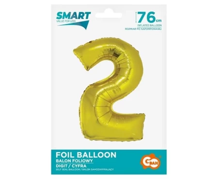 Balon foliowy cyfra 2 złota Smart 76cm - Godan