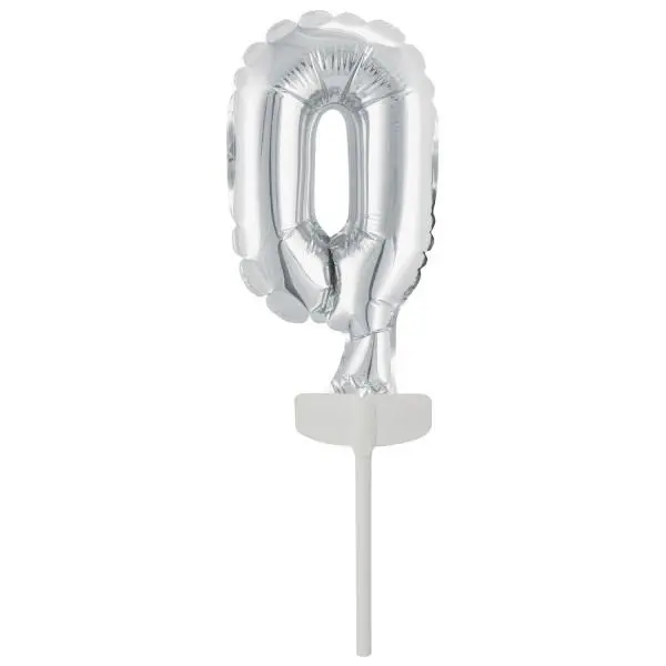 Balon foliowy mini cyfra 0 srebrna 7,5x12cm - Amscan