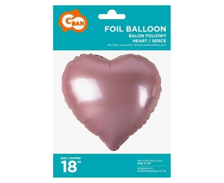 Balon foliowy serce jasnoróżowe 45cm - Godan