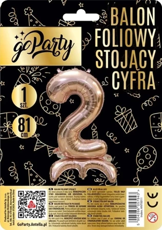 Balon foliowy stojący 2 rose gold 81cm - GoParty