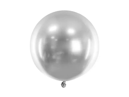 Balon okrągły Glossy srebrny 60cm - PartyDeco