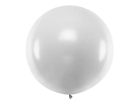 Balon okrągły metallic silver snow 1m - PartyDeco