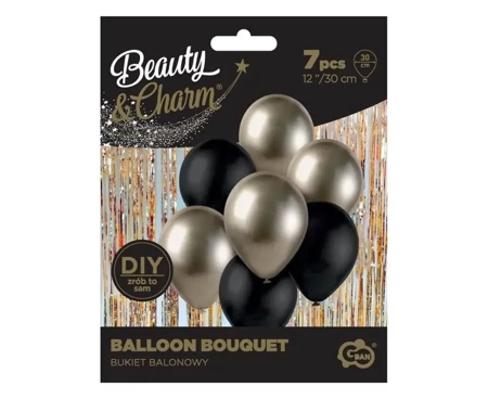 Balony B&C bukiet prosecco-czarne 7szt - Godan