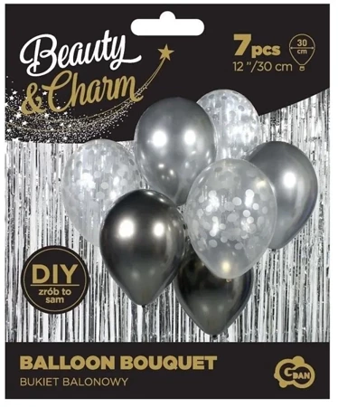 Balony Beauty&Charm bukiet srebrne 30cm 7szt - Godan