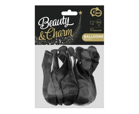 Balony Beauty&Charm metaliki czarne 10szt - Godan