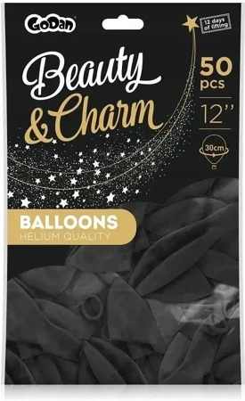 Balony Beauty&Charm pastelowe czarne 50szt - Godan