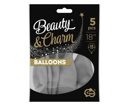 Balony Beauty&Charm pastelowe szare 46cm 5szt - Godan