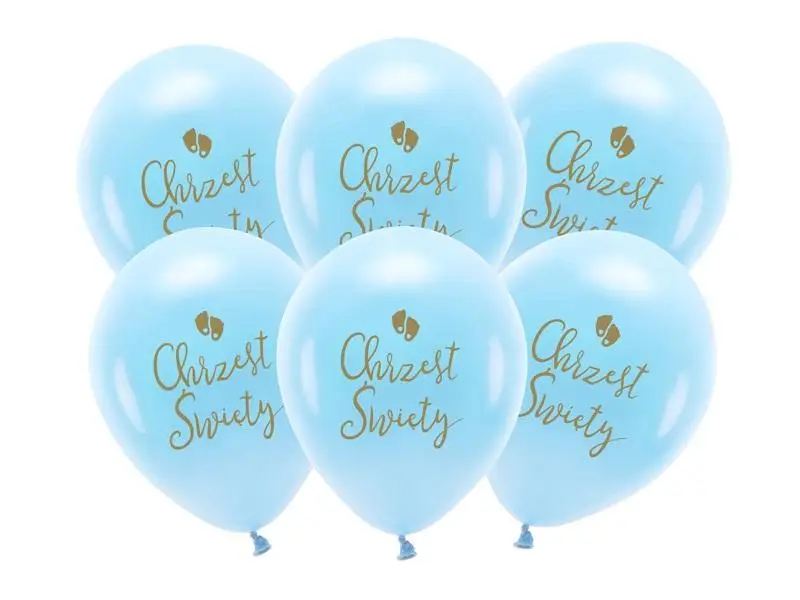 Balony Eco Chrzest Święty błękit 33cm 6szt - PartyDeco