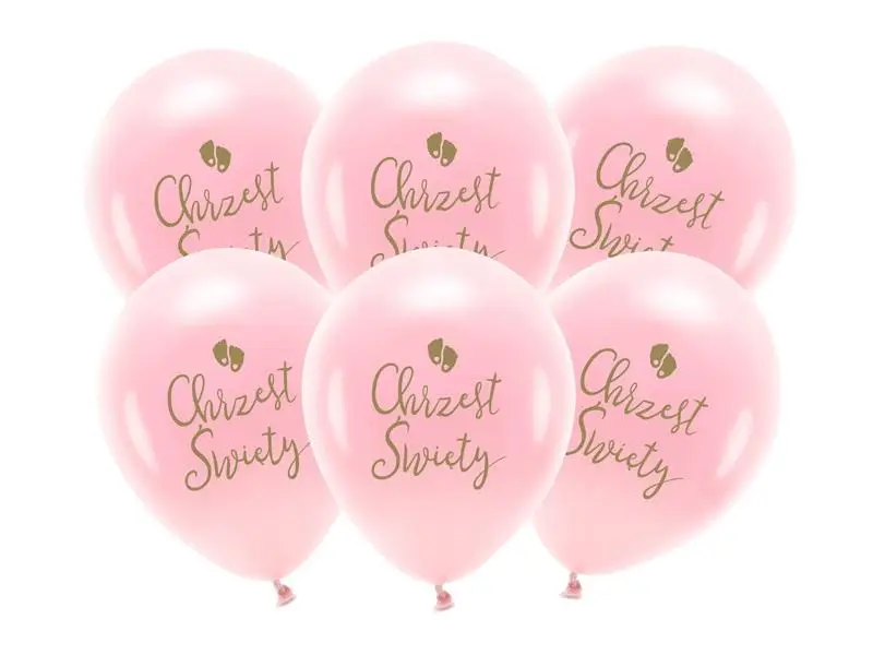 Balony Eco Chrzest Święty rumiany różowy 33cm 6szt - PartyDeco