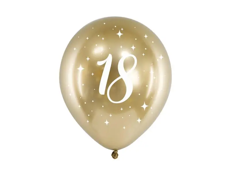 Balony Gloss 18-stka złote 30cm 6szt - PartyDeco