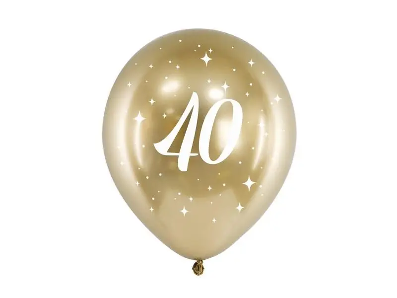 Balony Glossy 40-stka 30cm złote 6szt - PartyDeco