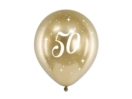 Balony Glossy 50-tka 30cm złote 6szt - PartyDeco