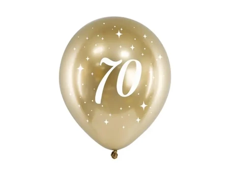 Balony Glossy 70-tka 30cm złote 6szt - PartyDeco