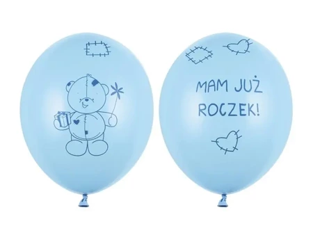 Balony Miś - mam już roczek 30cm 6szt - PartyDeco