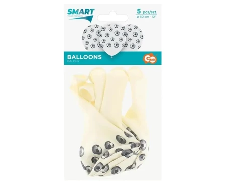 Balony Piłka Nożna czarno-białe 30cm 5szt - Godan