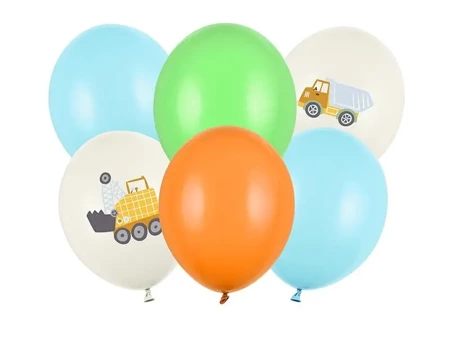 Balony Pojazdy budowlane 30cm 6szt - PartyDeco